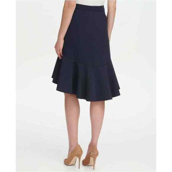 Tommy Hilfiger Navy Ruffle Hi-Low Skirt Suit Separates Lined Side Zip Size 0 - Picture 2 of 12